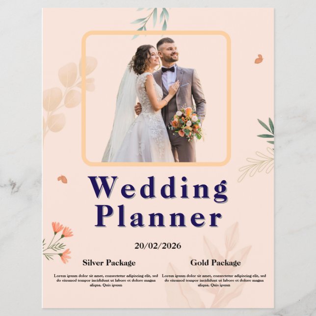 Eleganter Flyer für Hochzeitsplaner | Moderne Flor (Vorne)