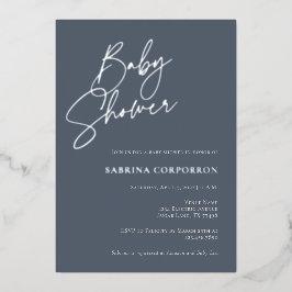 Eleganter Foil Gender Neutral Shower | Dusty Blue Folieneinladung