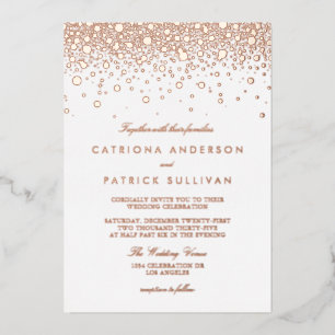 Eleganter Foil Pressed Confetti Dots Hochzeit Rose Folieneinladung