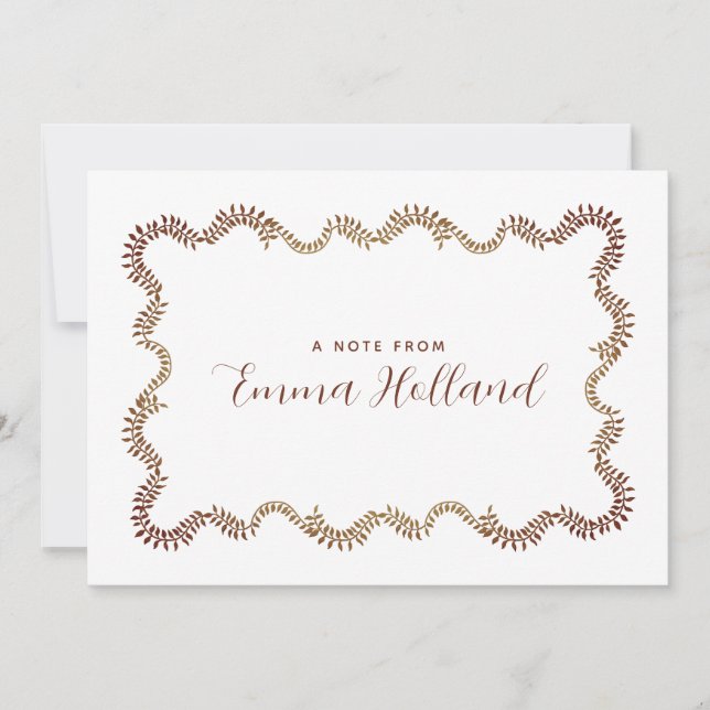 Eleganter Foliage Rahmen botanisch Personalisiert Ankündigung (Vorderseite)