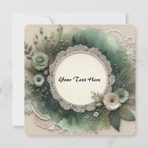 Eleganter Forest Green Frame mit Blume Einladung