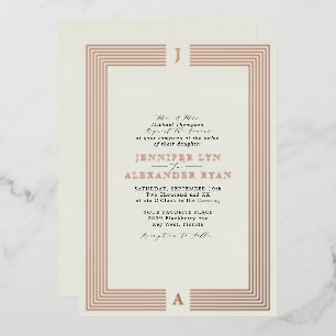 Eleganter formaler Monogram Wedding RSVP QR Code G Folieneinladung