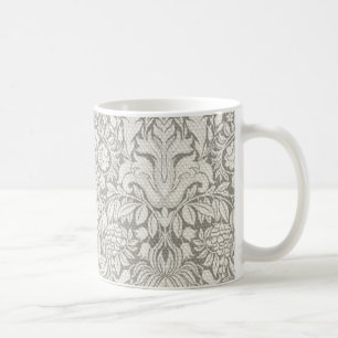 eleganter formaler weißer Damast-Spitzen-Brokat Kaffeetasse