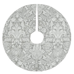 eleganter formaler weißer Damast-Spitzen-Brokate Polyester Weihnachtsbaumdecke