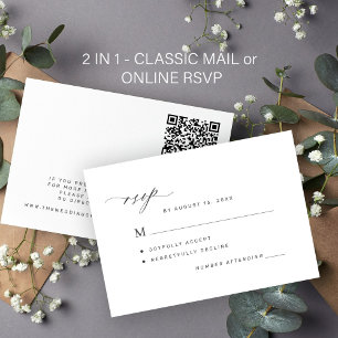 Eleganter formeller Klassiker oder QR-Code für Onl RSVP Karte