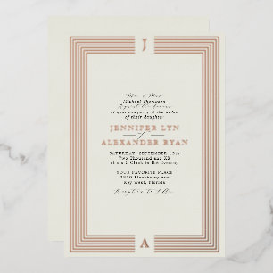 Eleganter formeller Monogramm-Hochzeits-RSVP-QR-Co Folieneinladung