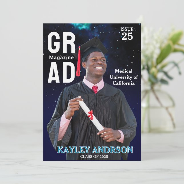 Eleganter Foto Abschluss Doktor der Medizin Einladung (Stehend Vorderseite)