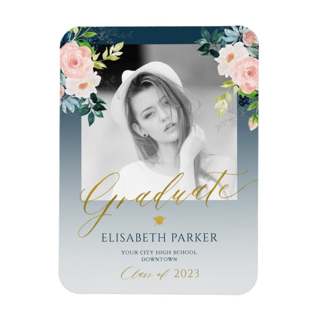 Eleganter Foto-Abschluss mit Goldschrift Magnet (Vertikal)