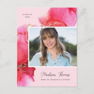 Eleganter Foto Abschluss Rosa Postkarte
