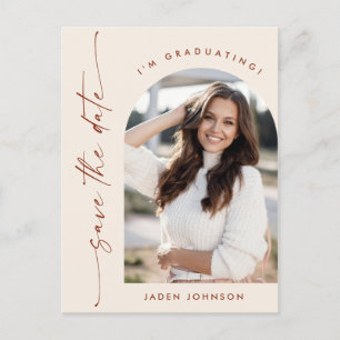 Eleganter Foto Abschluss Save the Date Postkarte
