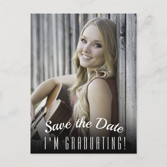 Eleganter Foto Abschluss Save the Date Postkarte (Vorderseite)