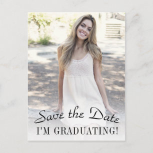 Eleganter Foto Abschluss Save the Date Postkarte