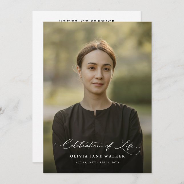 Eleganter Foto Beerdigungsorden Programm (Vorne/Hinten)