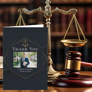 Eleganter Foto Law School Abschluss Dankeskarte