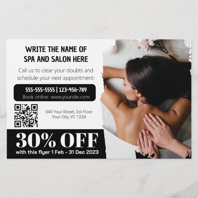 Eleganter Foto Massage Therapist Discount Flyer (Vorne)