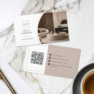 Eleganter Foto-QR-Code-Interior-Designer Visitenkarte
