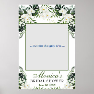 Eleganter Foto-Rahmen für Weißorchids Brautparty Poster