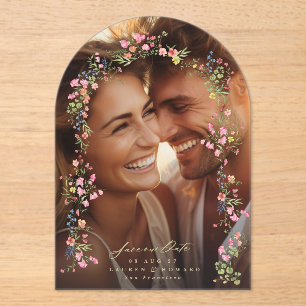 eleganter Foto Save the Date Hochzeit Acryleinladungen