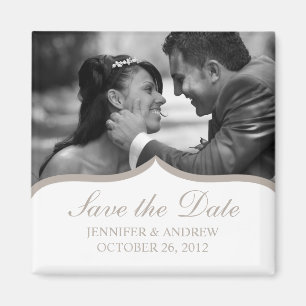 Eleganter Foto-Save the Date Magnet (hellbraun)
