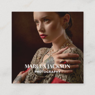 Eleganter Fotograf White Typografy on Foto Quadratische Visitenkarte