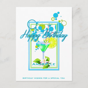 Eleganter Frame Vivid Colors Geburtstagscocktail Postkarte