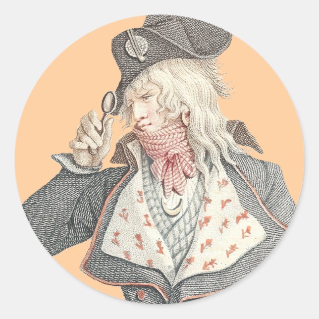 Eleganter Franzose aus dem 18. Jahrhundert mit Mon Runder Aufkleber (Vorderseite)