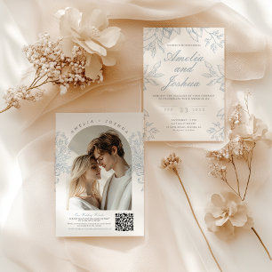 Eleganter französischer floraler Fotobogen mit QR- Einladung