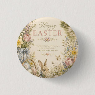 Eleganter französischer Landhaus-Ostergruß Vintage Button