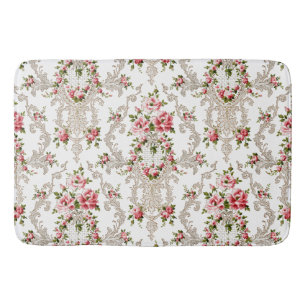 Eleganter französischer Rokoko Floral-White Hinte Badematte