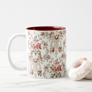 Eleganter französischer Rokoko floralweißer Hinter Zweifarbige Tasse