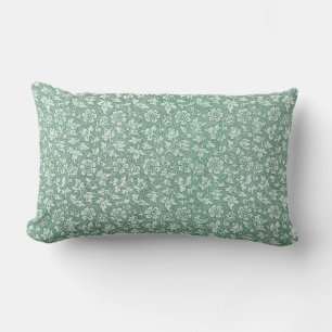 Eleganter französischer Vintage-Sage-Grün-Blumen- Lendenkissen