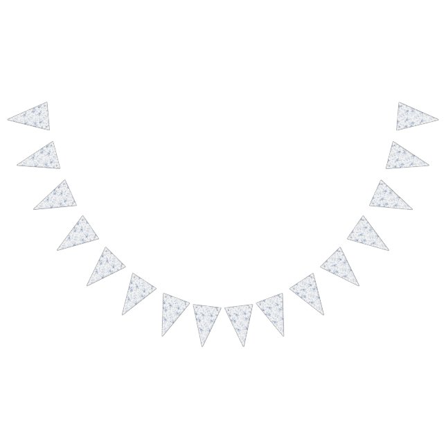 Eleganter French Vintag Blue Floral Jouy Wimpelkette (Alle)