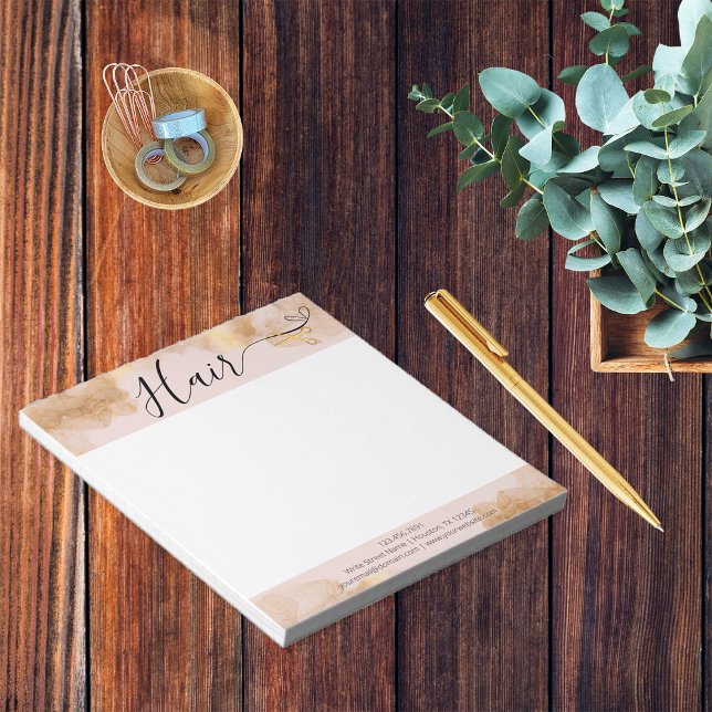 Eleganter Friseur Friseur Rosa Goldschere Notizblock (Von Creator hochgeladen)