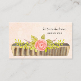 Eleganter Friseur mit Vintagem Comb und Rose Visitenkarte