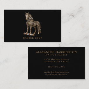 Eleganter Friseursalon Bronze-Mustang-Friseurstang Visitenkarte