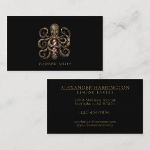 Eleganter Friseursalon Bronze-Oktopus-Friseurstang Visitenkarte