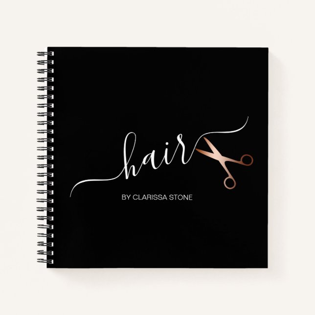 Eleganter Friseursalon der modernen Rose Notizbuch (Vorderseite)