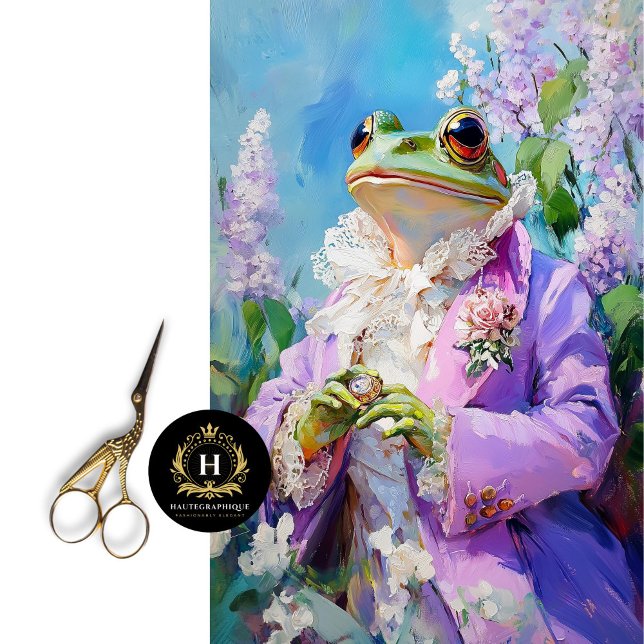 Eleganter Frog in Lavendel Frühlingsdekoupage Seidenpapier (Von Creator hochgeladen)
