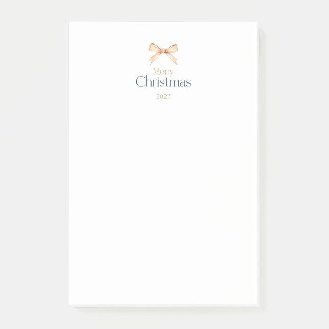 Eleganter „Frohe Weihnachten“ Goldener Bogen Feier Post-it Klebezettel (Vorderseite)