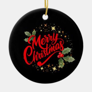 Eleganter Frohe Weihnachten Roter Schriftzug Stech Keramik Ornament