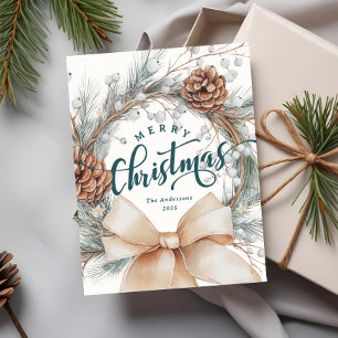Eleganter Frohe Weihnachten Schrift Botanischer Kr