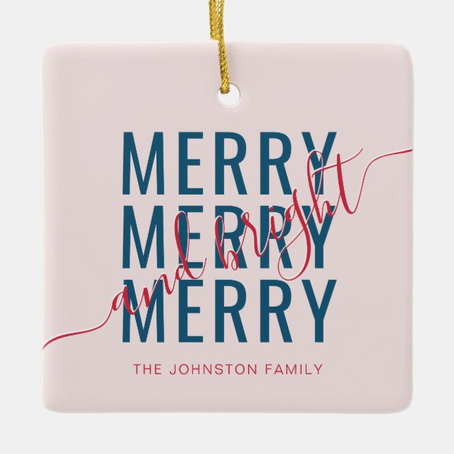 Eleganter fröhlicher und heller Weihnachtsurlaub Keramikornament (Vorderseite)