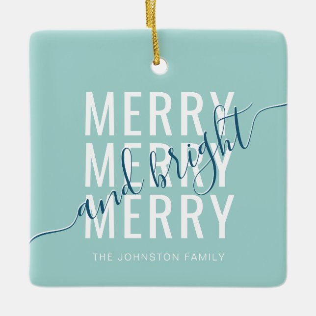 Eleganter fröhlicher und heller Weihnachtsurlaub Keramikornament (Vorderseite)