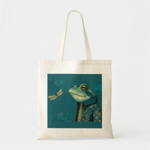 Eleganter Frosch & Libelle - Surrealistisches Vint Tragetasche