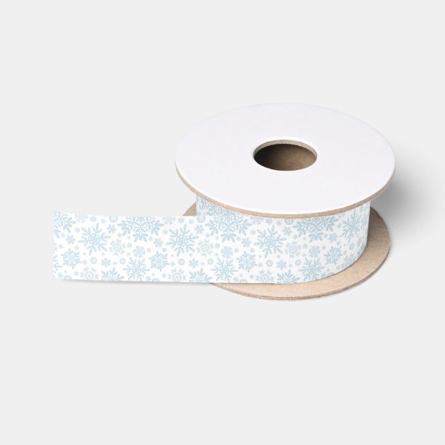Eleganter Frostblauer Schneestern (Weiß) Satinband (Spule)