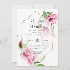 Eleganter Frühling Pink Poppy Floral Einladung