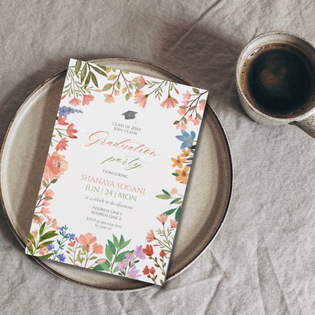 Eleganter Frühling Wildblume Garten Abschluss Einladung (Von Creator hochgeladen)