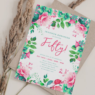 Eleganter Frühlingsflora 50 Geburtstag Einladung