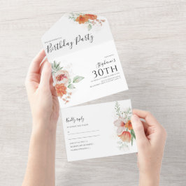 Eleganter Frühlingstag floraler Geburtstag All In One Einladung