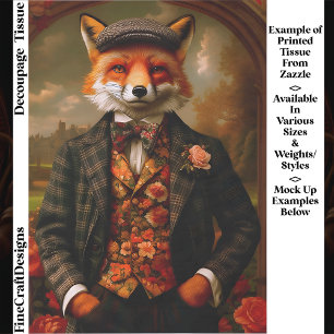 Eleganter Fuchs Gentleman Portrait EW5ZZ Decoupage Seidenpapier